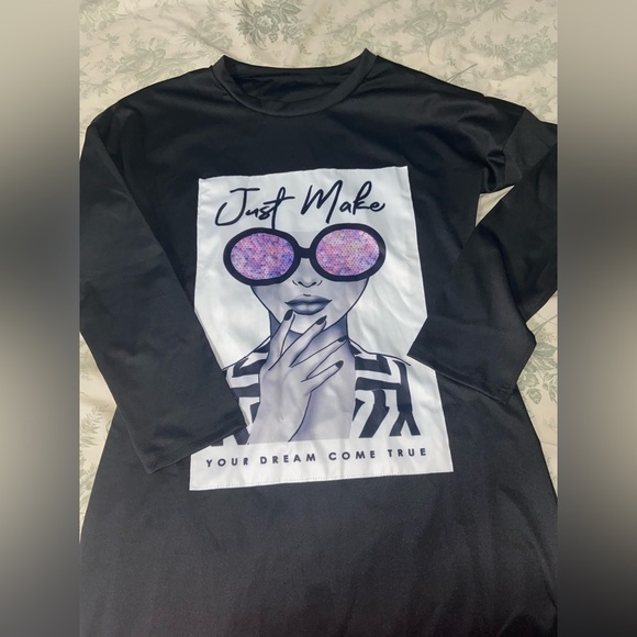 BLACK LONG SLEEVE SWEATER DRESS - Picture 3 of 4